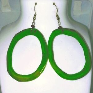 African green horn dangle hook earrings